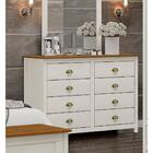 Cômoda Com 8 Gavetas Madeira Maciça- Branco/teca