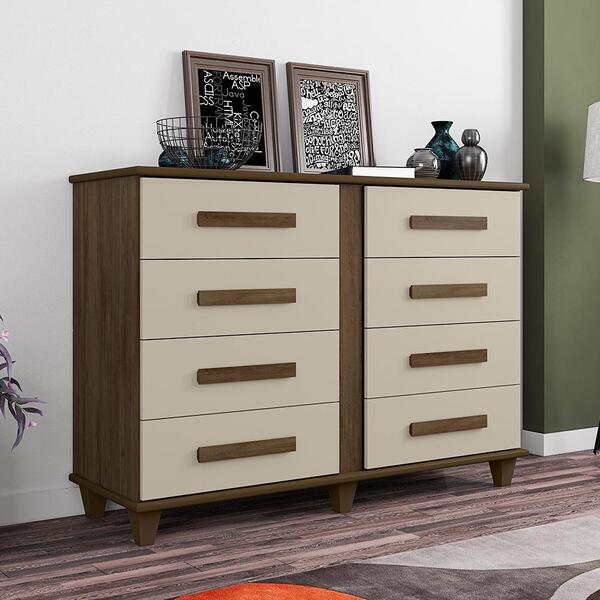 Cômoda Com 8 Gavetas Nice Freijó Off White