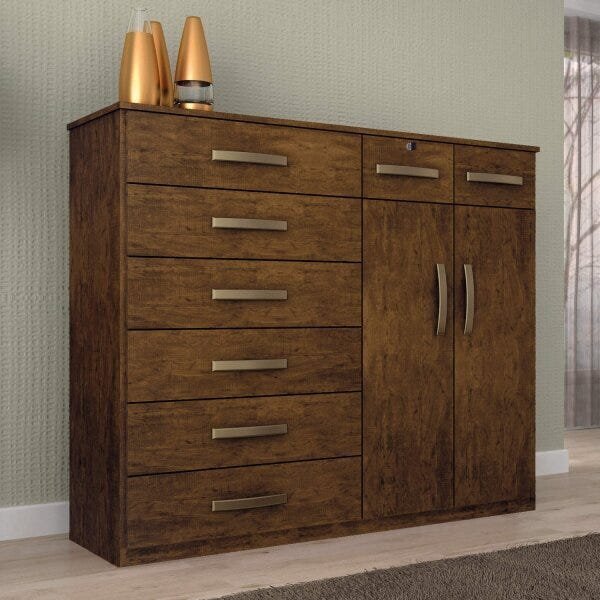 Cômoda Com Chave 8 Gavetas 2 Portas Triunfo Benetil Móveis Ma