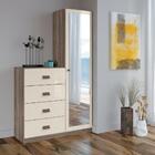 Cômoda Com Espelho 1 Porta 4 Gavetas Estilo Castanha/off Whit