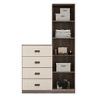 Cômoda Com Espelho 1 Porta 4 Gavetas Estilo Castanha/off Whit