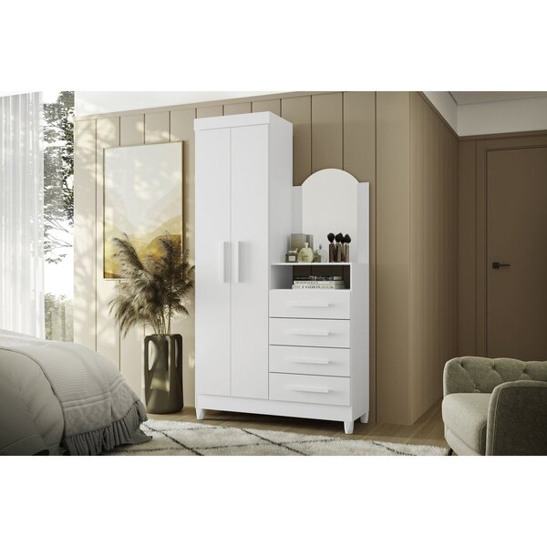 Cômoda Com Espelho 2 Portas 4 Gavetas Capri Quadriflex - Bran