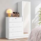 Cômoda Com Espelho 4 Gavetas 1 Porta Branco Betina Shop Jm