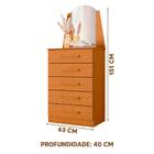 Cômoda Com Espelho 5 Gavetas Cinamomo Vennie Shop Jm