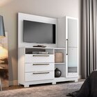 Cômoda Com Painel Para Tv Até 43 Polegadas 1 Porta Com Espelh