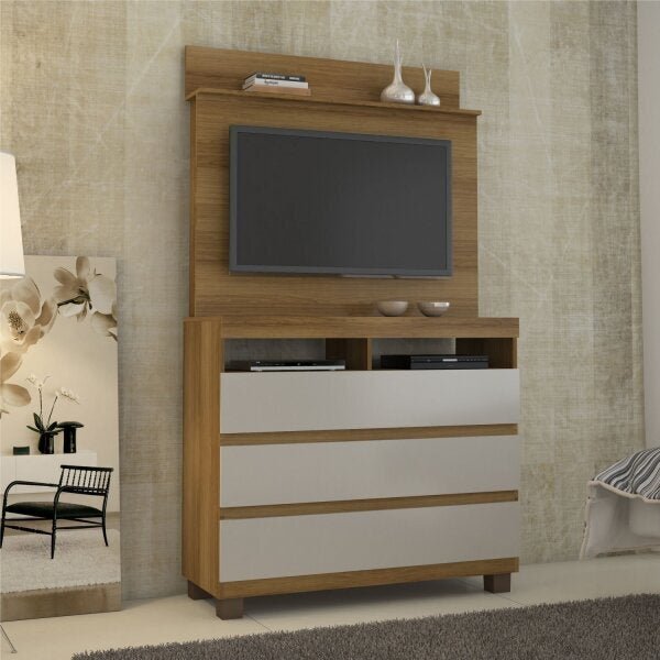 Cômoda Com Painel Para Tv Até 48 Polegadas 3 Gavetas Pampulha