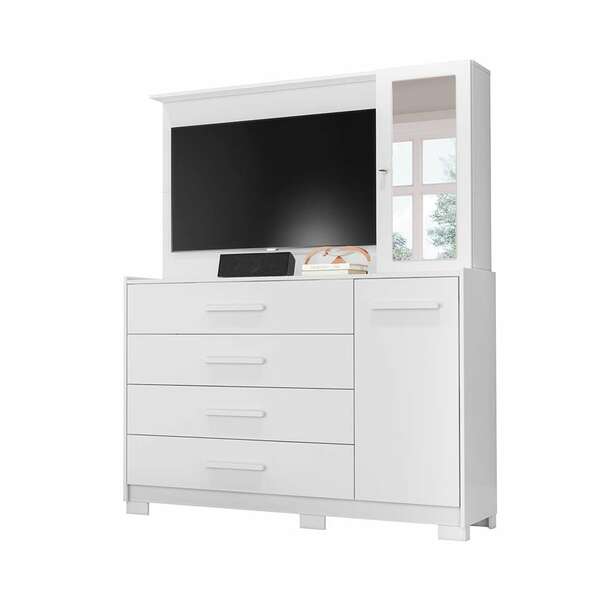 Cômoda Com Painel Para Tv Ilhabela 2 Pt 4 Gv Branca