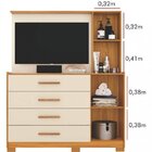 Cômoda Com Painel Tv 43" 4 Gavetas 2 Portas E Espelho Dunas E