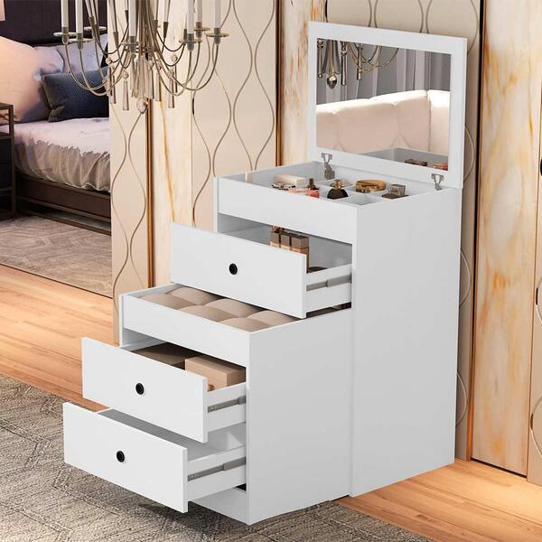 Cômoda Com Penteadeira Embutida E Banqueta Branco Olivia Baso