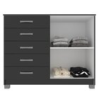 Cômoda Com Pés 2 Portas 5 Gavetas 123cm Preto