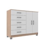 Cômoda Com Pés 2 Portas 5 Gavetas Em Mdp Branco/demolição