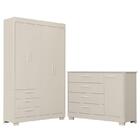 Cômoda Com Porta E Guarda Roupa 4 Portas Infantil Zaki Areia