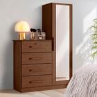 Cômoda Com Sapateira 1 Porta Espelho 4 Gavetas Cacau Berna Sh