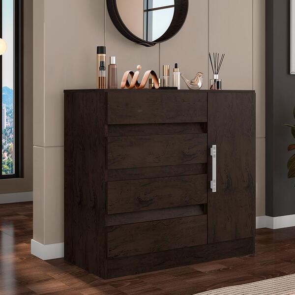 Cômoda Com Sapateira 4 Gavetas Café 8000-95 Araplac