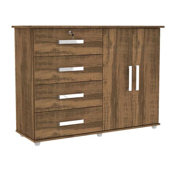 Comoda Com Sapateira 4 Gavetas E 2 Portas Jade Max Rustico