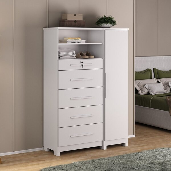 Cômoda Com Sapateira 5 Gavetas E 1 Porta Imperial Branco