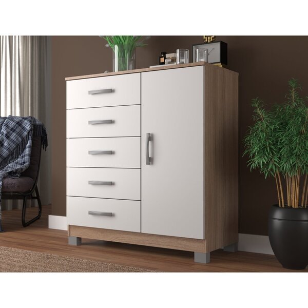 Cômoda Com Sapateira 5 Gavetas E 1 Porta Zurique Branco/demol