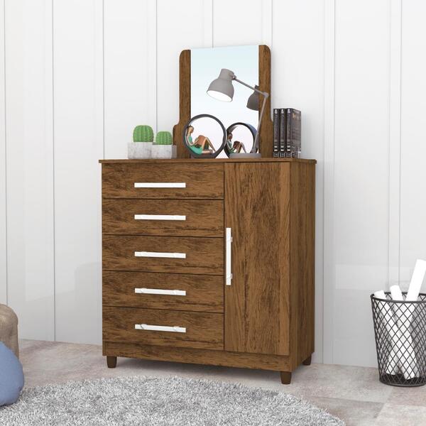 Cômoda Com Sapateira Com Espelho Cronus Imbuia Rústico