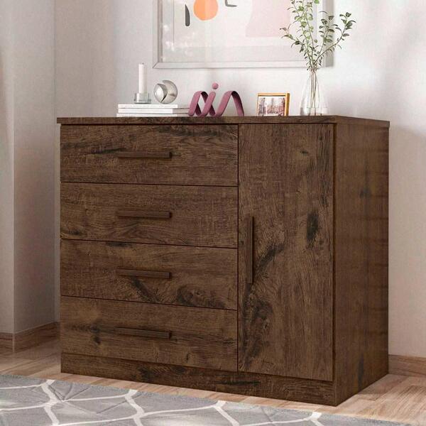 Comoda Com Sapateira E Gavetas Genova Plus Jacarandá