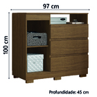 Cômoda Com Sapateira Organizadora 3 Gavetas 1 Porta Lion Aram