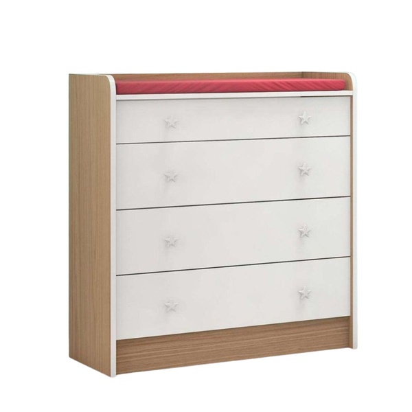 Cômoda Com Trocador De Gavetas Desgin Retrô Laura Branco Carv