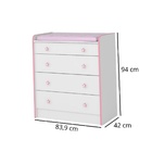 Cômoda Com Trocador De Gavetas Desgin Retrô Laura Branco Rosa