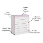 Cômoda Com Trocador De Gavetas Desgin Retrô Laura Branco Rosa