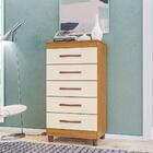 Cômoda Compacta 56cm 5 Gavetas Alba Carvalho Grife/off White