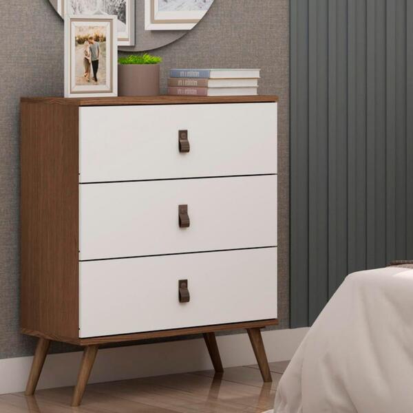 Comoda Corsa 3 Gavetas Ebano Fosco / Branco Fosco