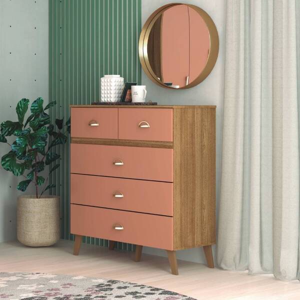 Cômoda Courier 90cm 5 Gavetas Nature Camarim Tana Decor