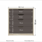 Comoda Dandara 04 Gavetas Nevada Grafite