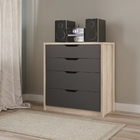 Comoda Dandara 04 Gavetas Nevada Grafite