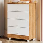 Cômoda De Bebê 100% Mdf 4 Gavetas Soft Life Branco/madeirado