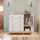 Cômoda De Bebê 120,30cm 1 Porta Com Janela E 4 Gavetas 100% M