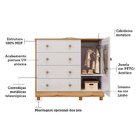 Cômoda De Bebê 120,30cm 1 Porta Com Janela E 4 Gavetas 100% M