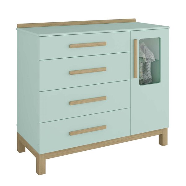 Comoda De Bebe 1 Porta Detalhe Em Acrilico 4 Gavetas Louis Moveis Peroba Verde Jade Cedro Leroy Merlin