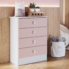 Cômoda De Bebê 4 Gavetas 1320 Baby  Branco/rosa