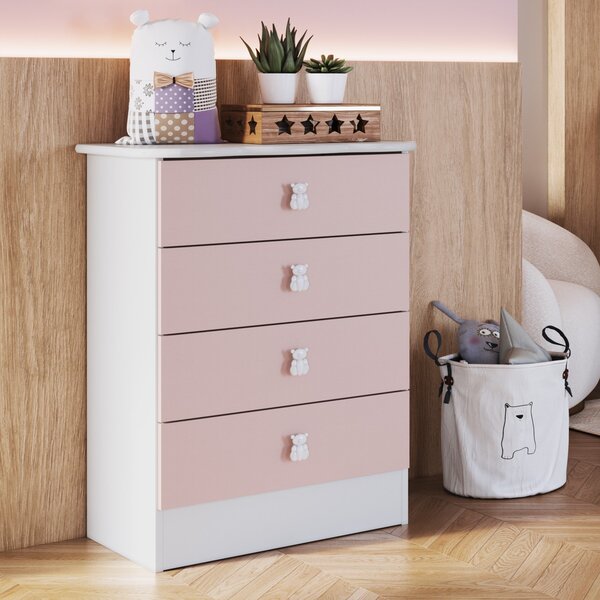 Cômoda De Bebê 4 Gavetas 1320 Baby  Branco/rosa