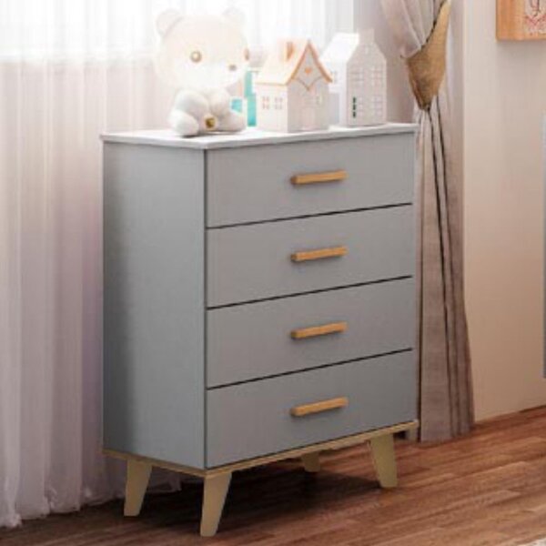 Cômoda De Bebê 4 Gavetas Carolina Baby Cinza/betula