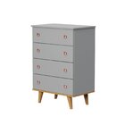 Cômoda De Bebê 4 Gavetas Fernanda Carolina Baby Cinza/betula