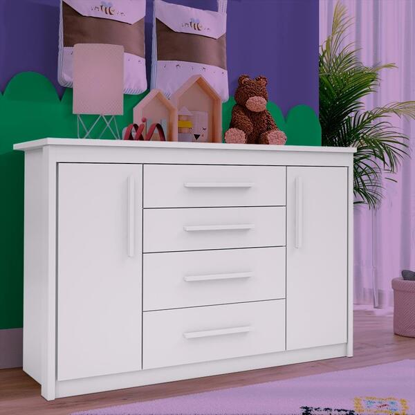 Cômoda De Bebê Branca 4 Gavetas Com Sapateira Julie Shop Jm