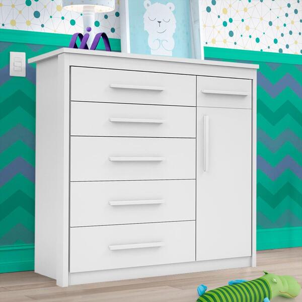 Cômoda De Bebê Branca 6 Gavetas Com Sapateira Lala Shop Jm