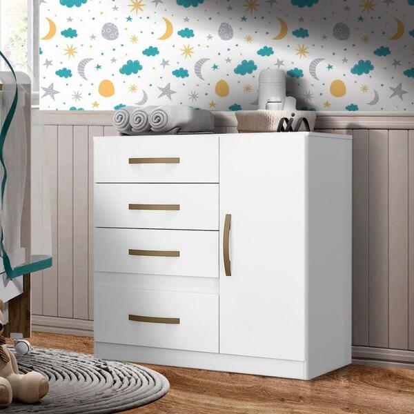 Cômoda De Bebê Com Sapateira Branco Amber Shop Jm