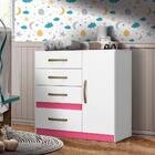 Cômoda De Bebê Com Sapateira Branco E Rosa Amber Shop Jm