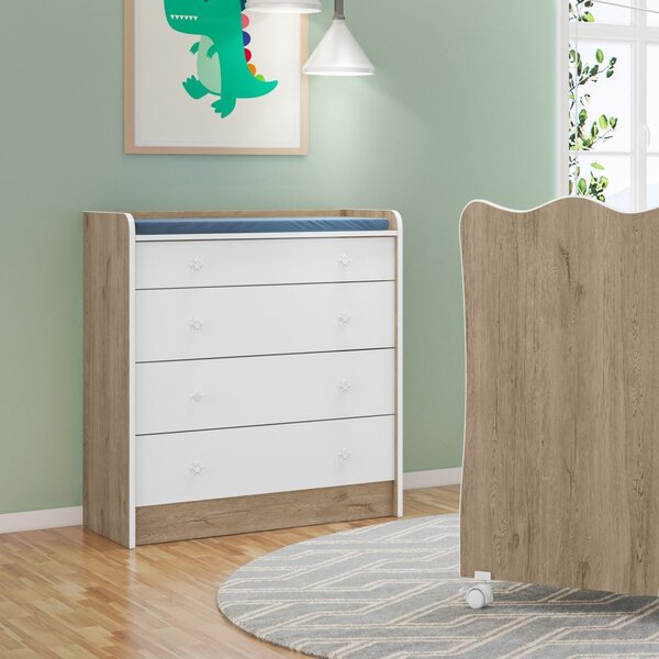 Cômoda De Bebê Com Trocador Doce Sonho 2523 Carvalho Rústico/