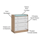 Cômoda De Bebê Com Trocador Para Quarto Infantil Helena Branc