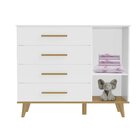 Cômoda De Bebê Fraldário 1 Porta 4 Gavetas Luma  Branco/bétula