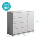 Cômoda De Bebê Infantil 4 Gavetas 1 Porta Helena Branco
