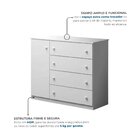 Cômoda De Bebê Infantil 4 Gavetas 1 Porta Helena Branco