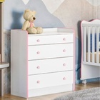 Cômoda De Bebê Para Quarto Infantil Com Trocador Retrô Alice